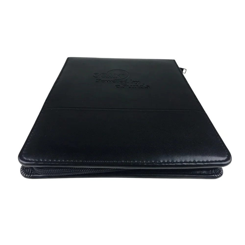 Leed's SCAN Powered By eFunds Black Zippered Padfolio Portfolio Organizer 10 x 8